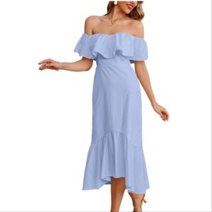 Summer Off-Shoulder Dress Blue Size S NWT